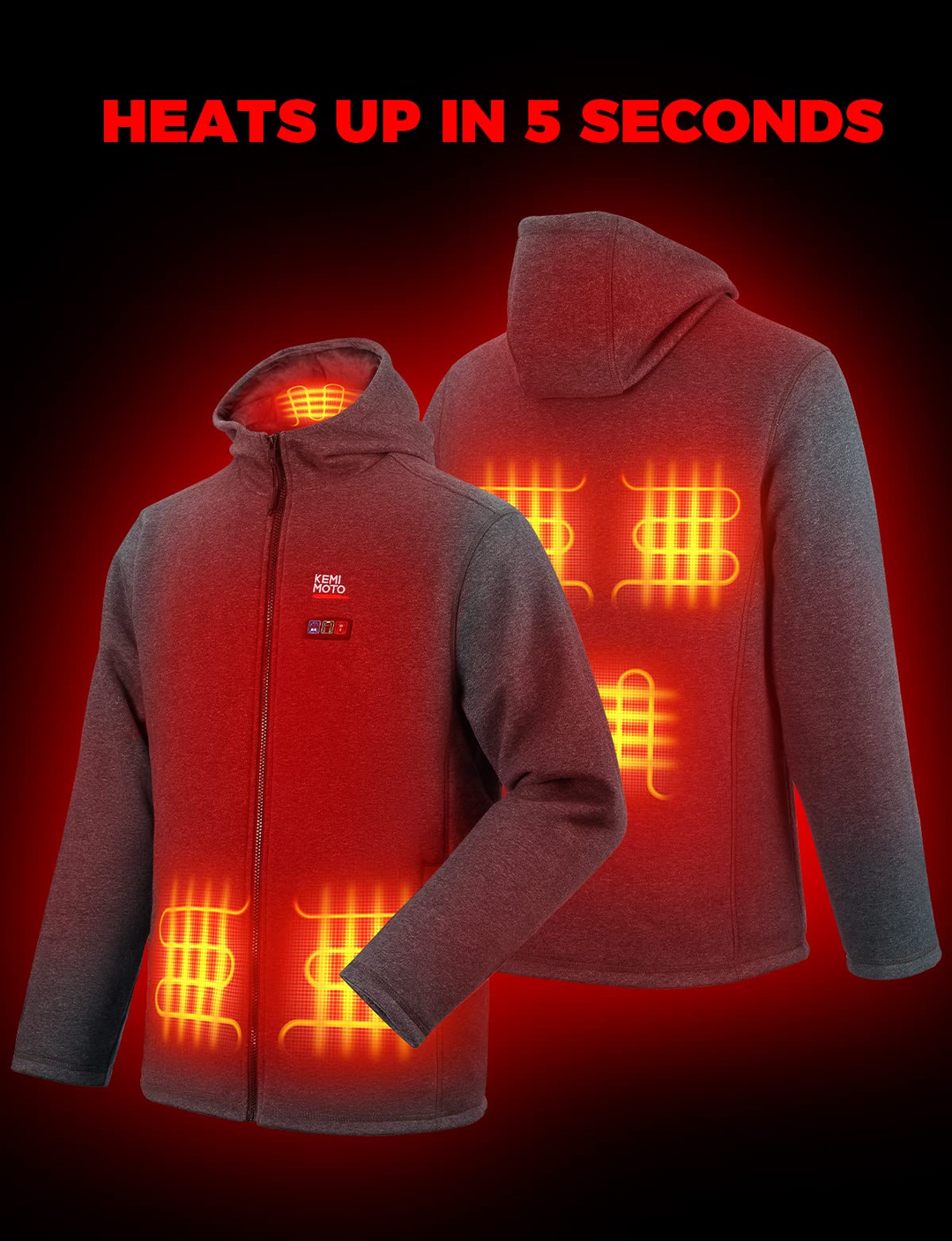 Heated Hoodie with 12V Battery Pack, Electric Heated Hoodie for Men and Women - Kemimoto