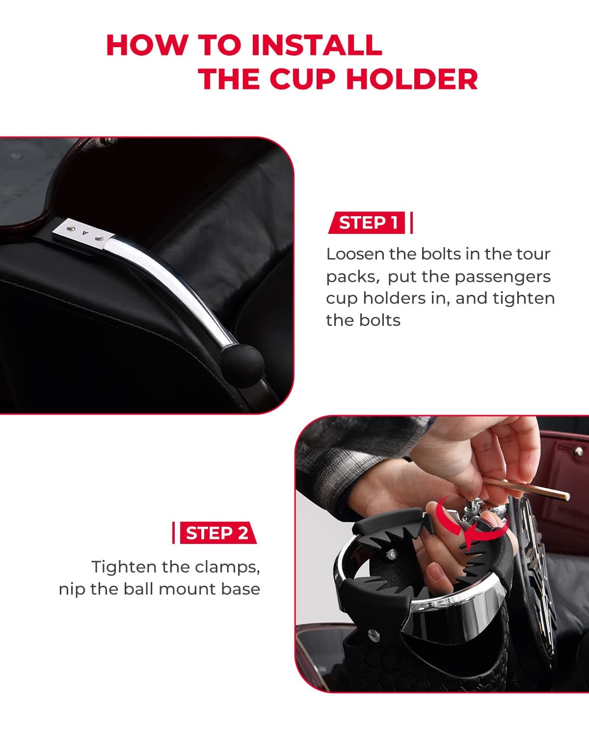 Harley PU Leather Passenger Cup Holders - Kemimoto