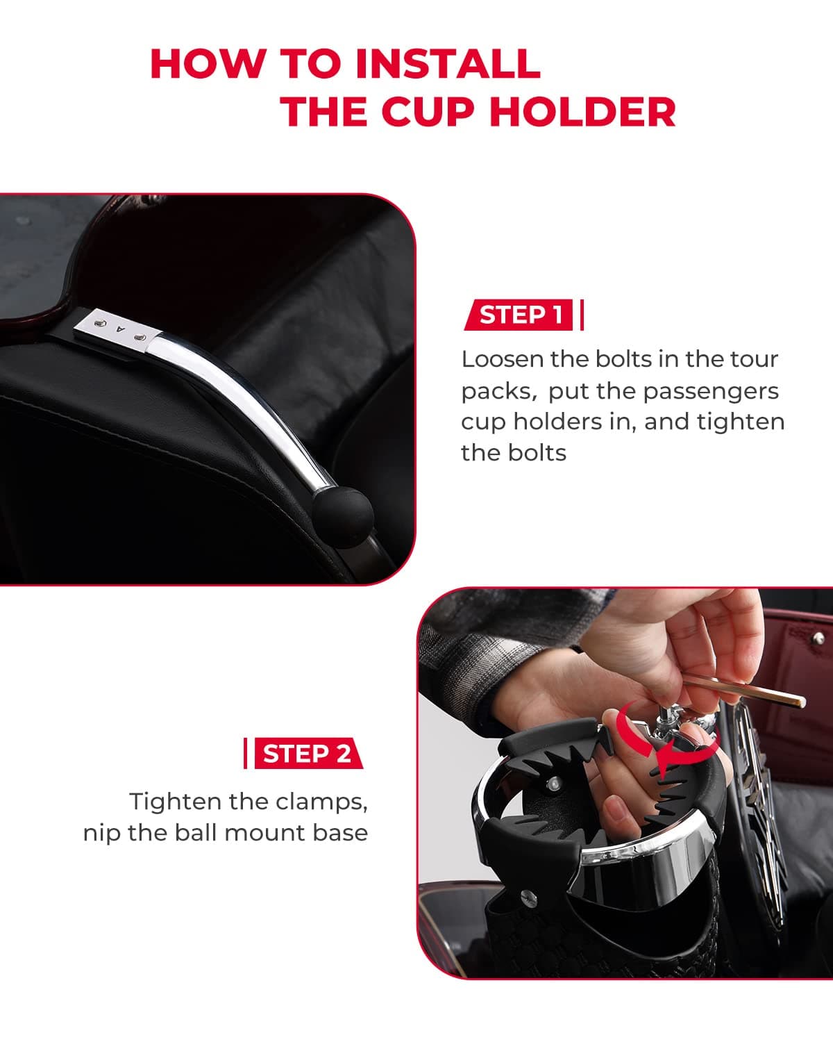Harley PU Leather Passenger Cup Holders - Kemimoto