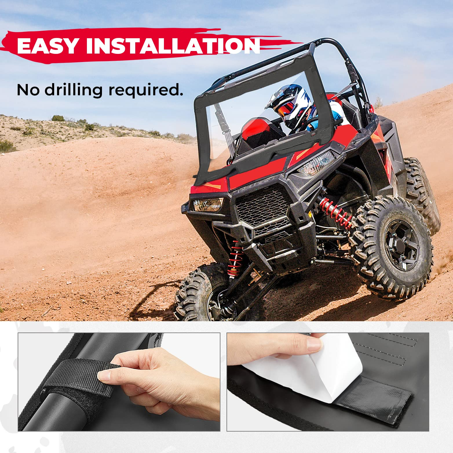 Upgrate UTV Front Soft Clear Windshield Fit 2019+ Polaris RZR XP 1000/ XP 4 1000 - Kemimoto