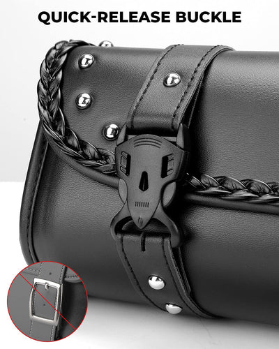 Motorcycle Fork Bag PU Leather Universal Saddlebag - Kemimoto