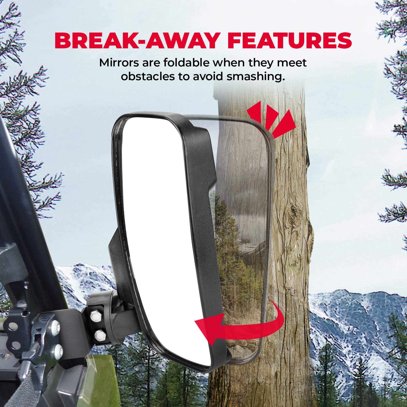 Side Mirrors Compatible with Polaris Ranger 2015-2023 - Kemimoto