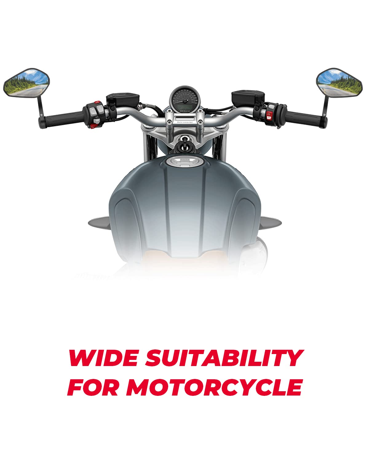 Motorcycle 360 Degrees Ball-Type Adjustment Handlebar Mirrors - Kemimoto