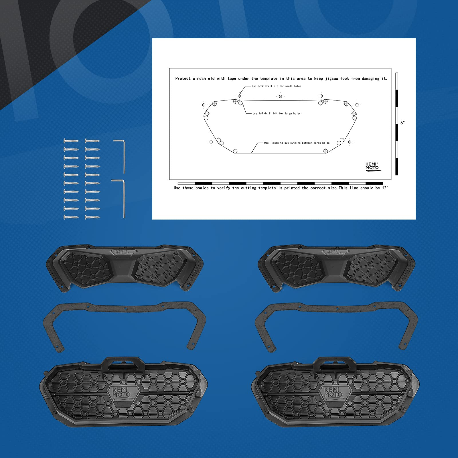 UTV Windshield Vent Kit Fits Polycarbonate Windshield - Kemimoto