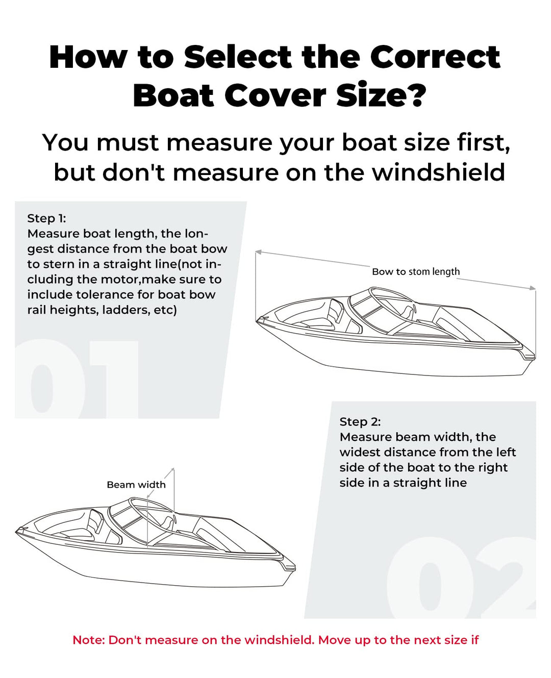 Trailerable Boat Covers 600D, Waterproof Fit V-Hull Tri-Hull Pro-Style Fishing Runabout Ski Bass Boat - Kemimoto