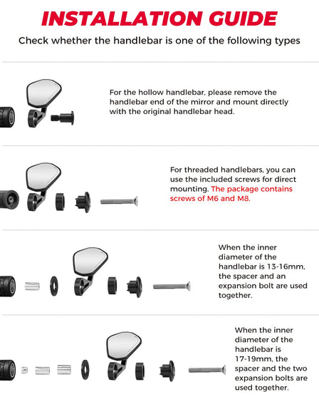 Motorcycle 360 Degrees Ball-Type Adjustment Handlebar Mirrors - Kemimoto