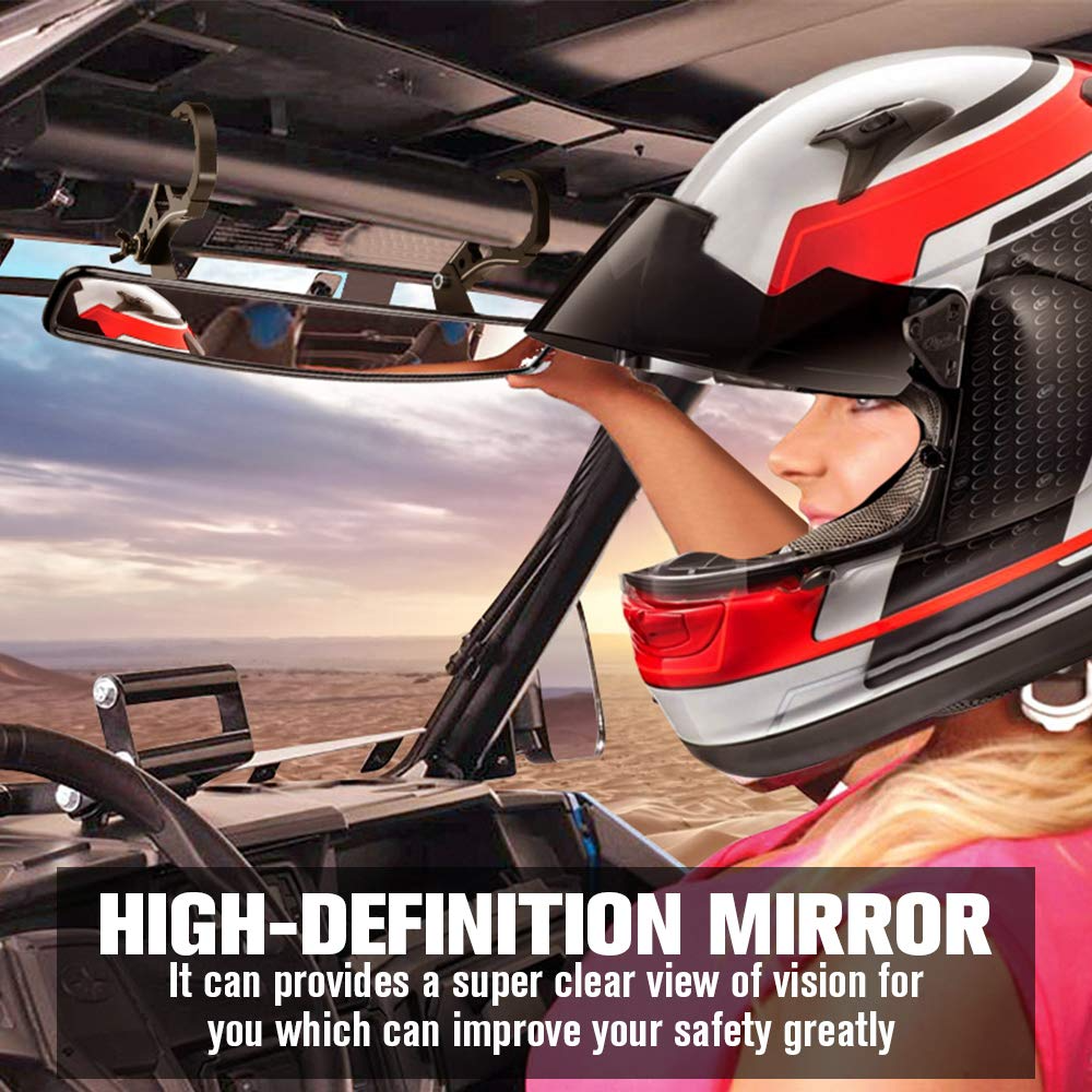 UTV Mirror with ShatterProof Tempered Glass and 1.75" Clamp Fit Polaris RZR - Kemimoto