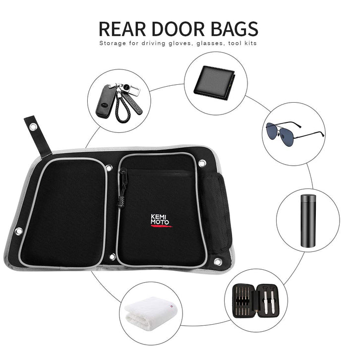 Rear Door Bags with Knee Pad Fit Polaris RZR, 4 Door Turbo (2014-2019) - Kemimoto