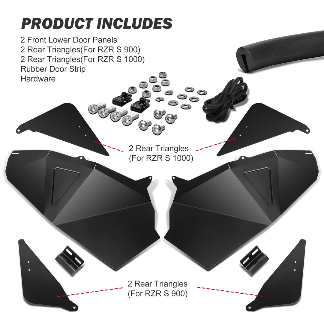 Lower Door Panel Inserts, 60" Aluminum Bottom Doors Fit Polaris RZR 2015-2023 - Kemimoto