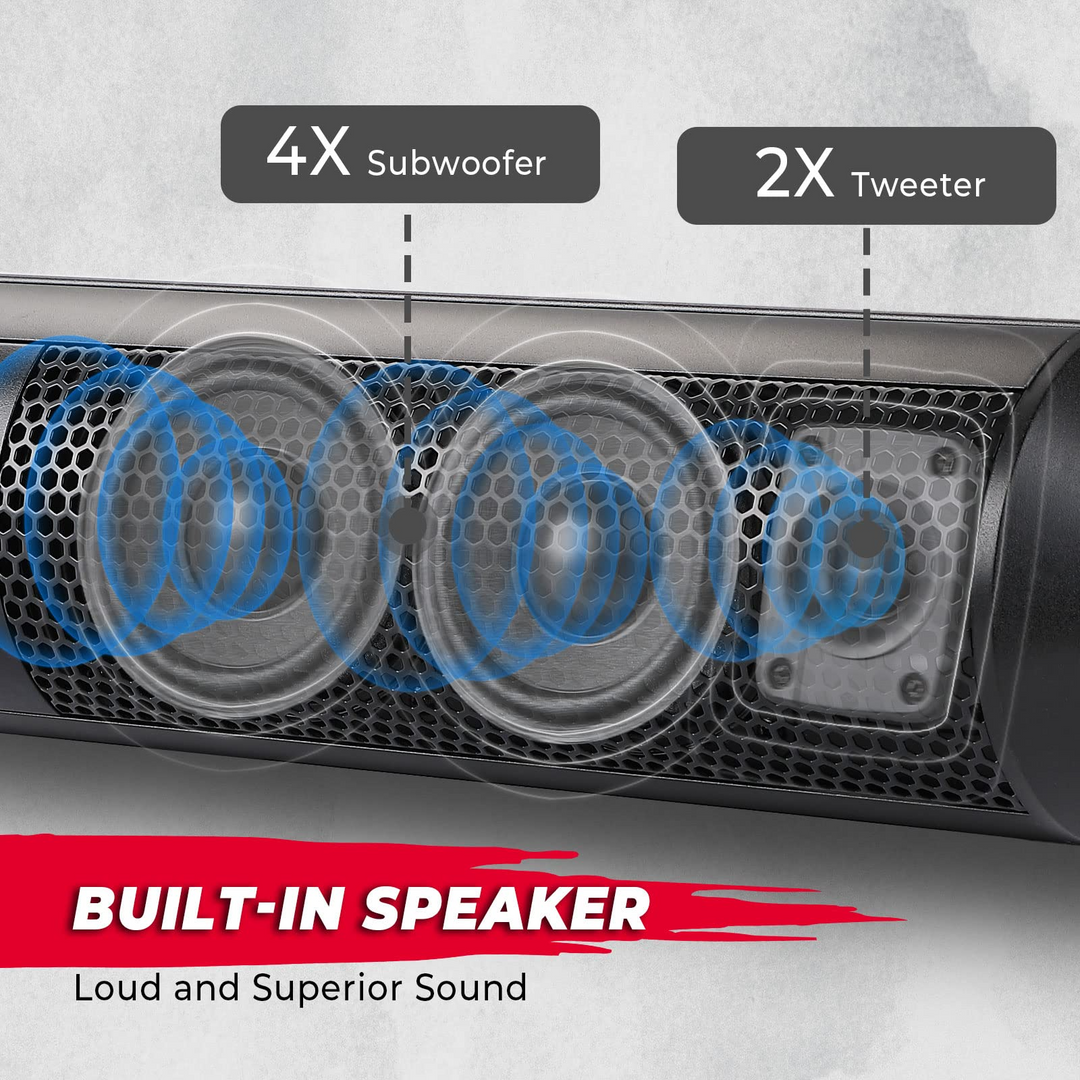 UTV Speakers, Waterproof Bluetooth 500W 28" Outdoor Soundbars - Kemimoto