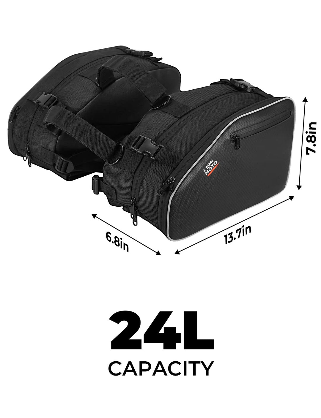 24L Large Capacity Storage Saddlebags with Rain Covers - Kemimoto