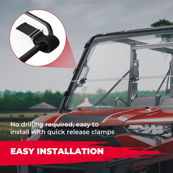 Polaris Ranger 1000 / XP 1000 / Crew 2017-2023 2-IN-1 Flip Up Full Windshield - Kemimoto