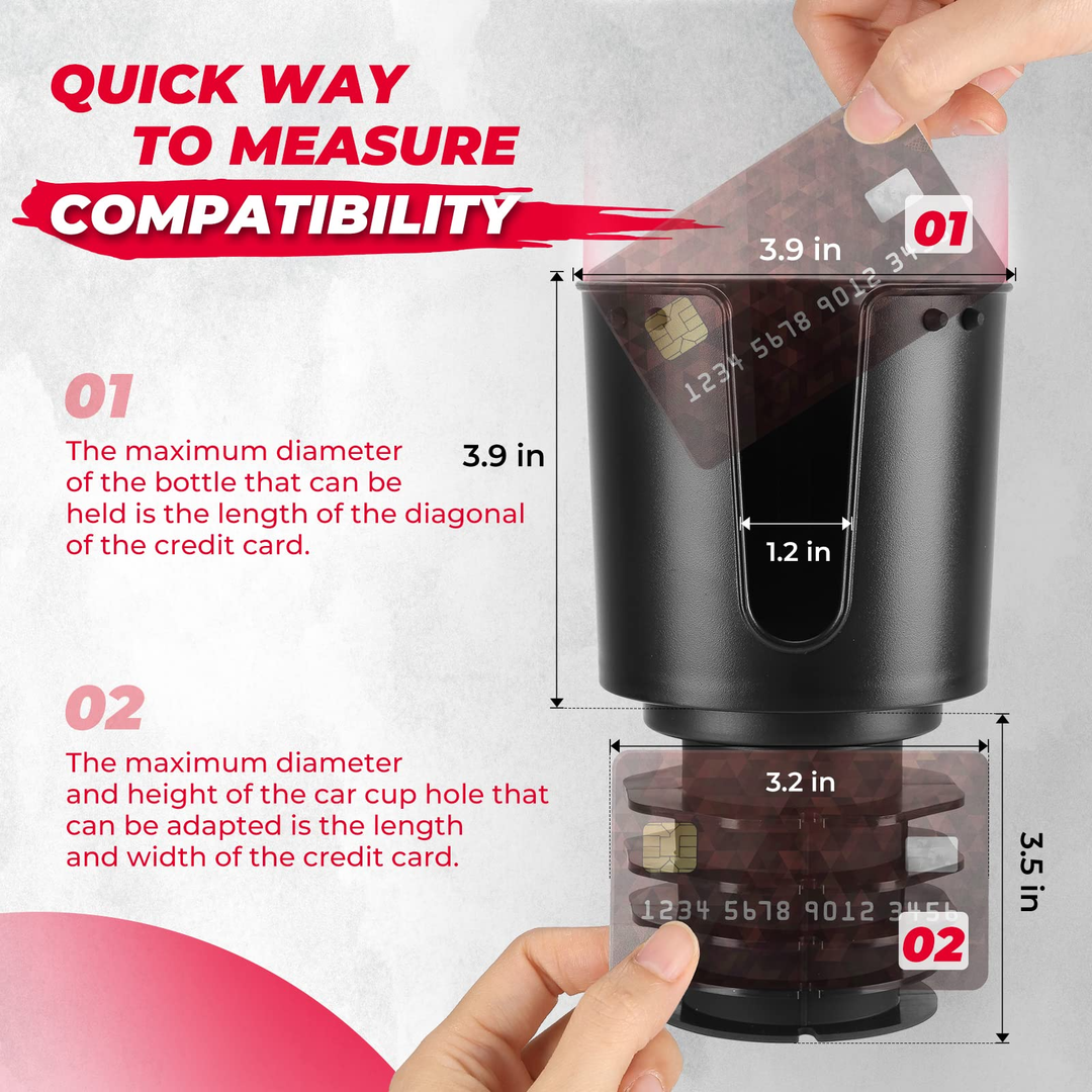 Universal Car Cup Holder Expander (Long Base Model) with Offset Base