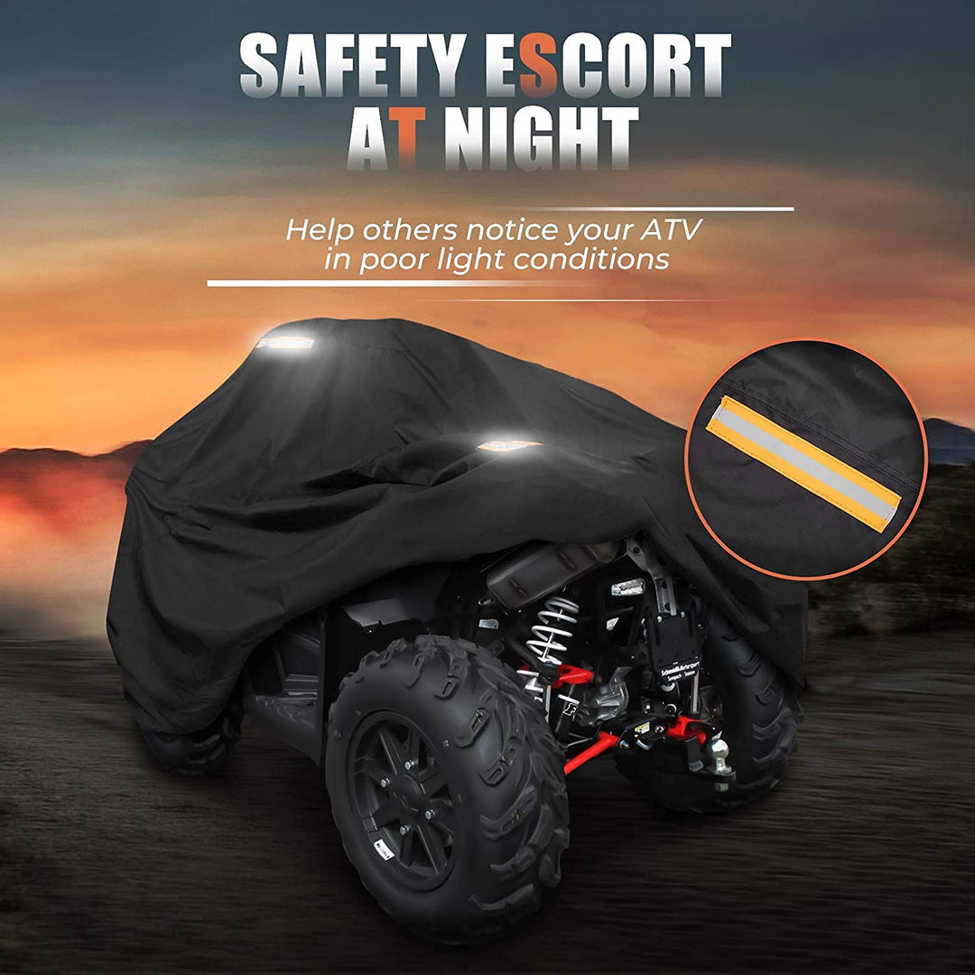 300D OXFORD Fabric 4 Reflective Strip Black ATV Cover L17997 - Kemimoto