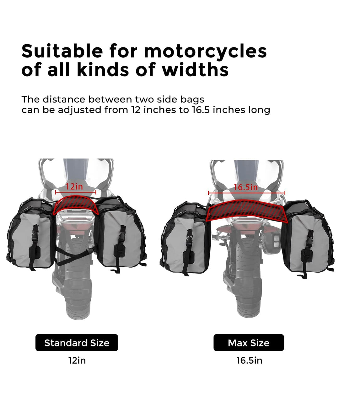 KEMIMOTO Alforjas para motocicleta, 24L de gran capacidad de almacenamiento  con cubiertas de lluvia para motocicleta, motocross, doble deporte