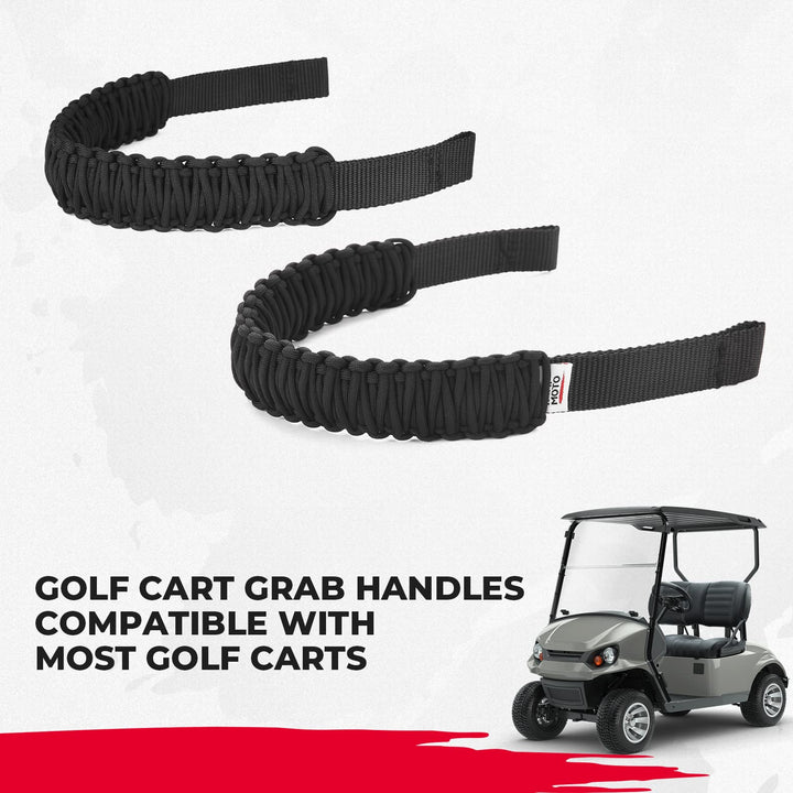 Golf Cart Grab Handles Compatible with EZGO, Club Car, Drive2, Icon, Black - Kemimoto