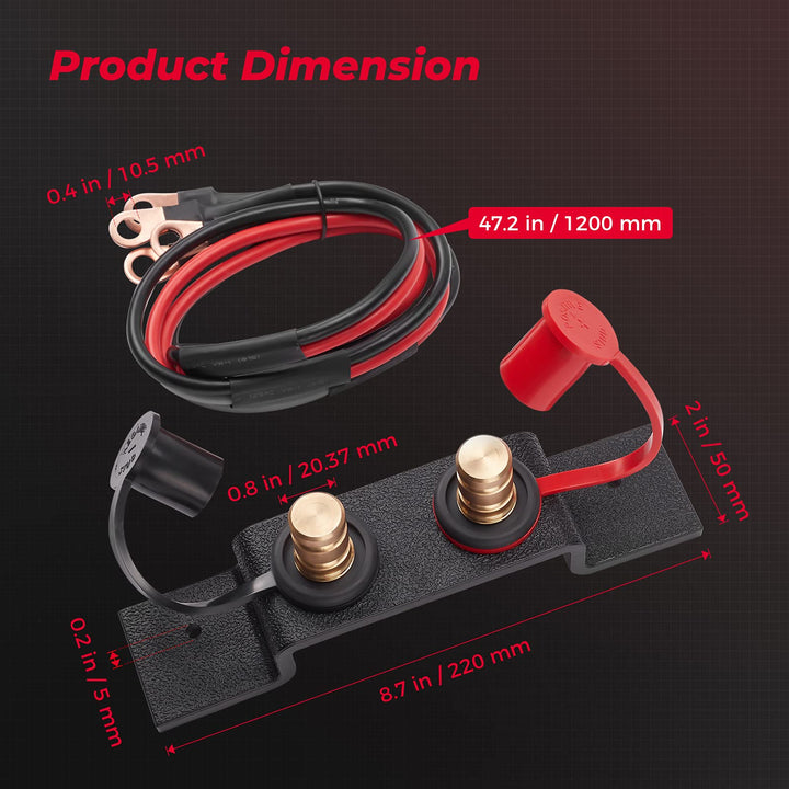 Battery Jump Post Starter Terminal Relocation Kit Fit Can-Am, Polaris, Boat - Kemimoto