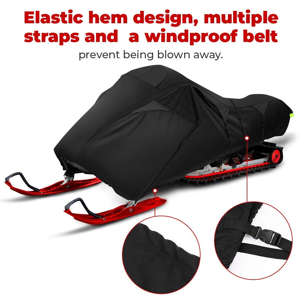 600D Waterproof Snowmobile Cover Fits up to 119"-127" L, Heavy Duty Storage Trailerable Cover - Kemimoto
