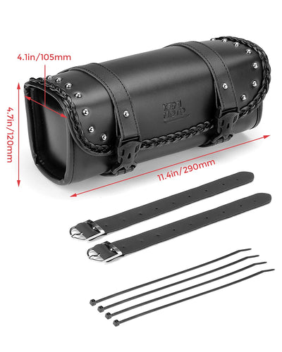 Motorcycle Fork Bag PU Leather Universal Saddlebag - Kemimoto