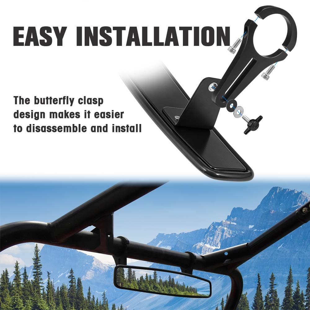 Polaris RZR RearView Mirror with 1.75" Clamps and Convex Design - Kemimoto