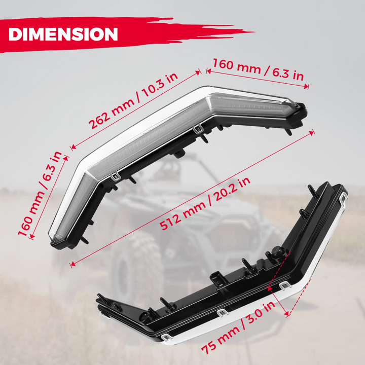 Turn Signal Light, LED Center Grill Fang Light Fit Polaris RZR PRO XP (2020 - 2023) - Kemimoto