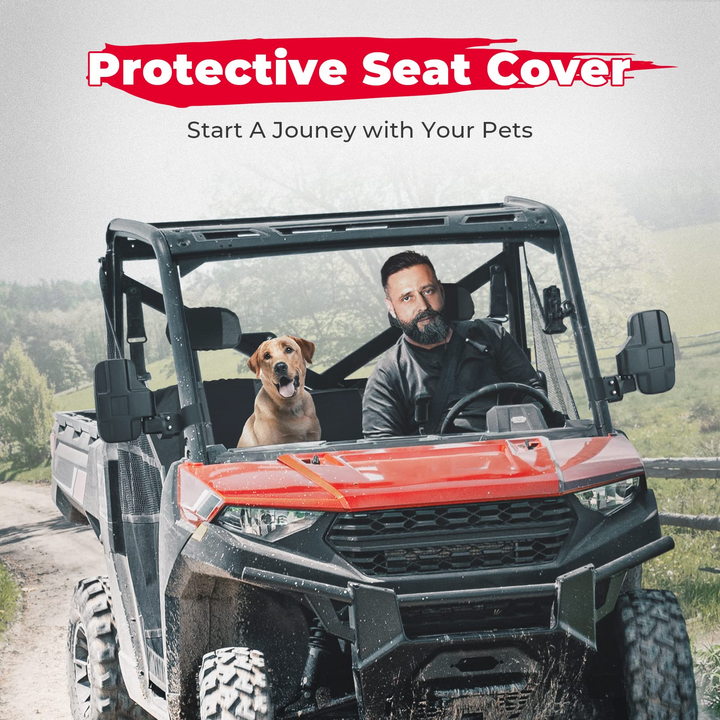 Polaris Ranger Seat Covers, Split Bench Seat Covers Accessories (Crew Fits Front Seat Only) - Kemimoto