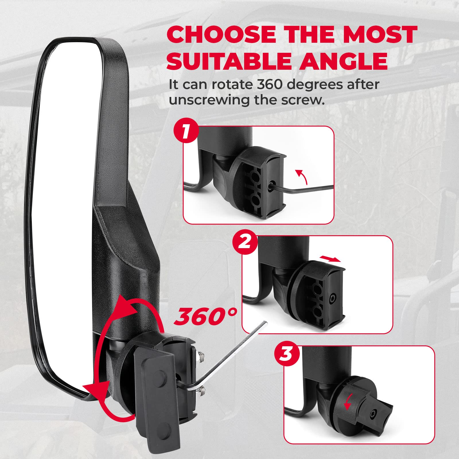 Side Mirrors Compatible with Polaris Ranger 2015-2023 - Kemimoto