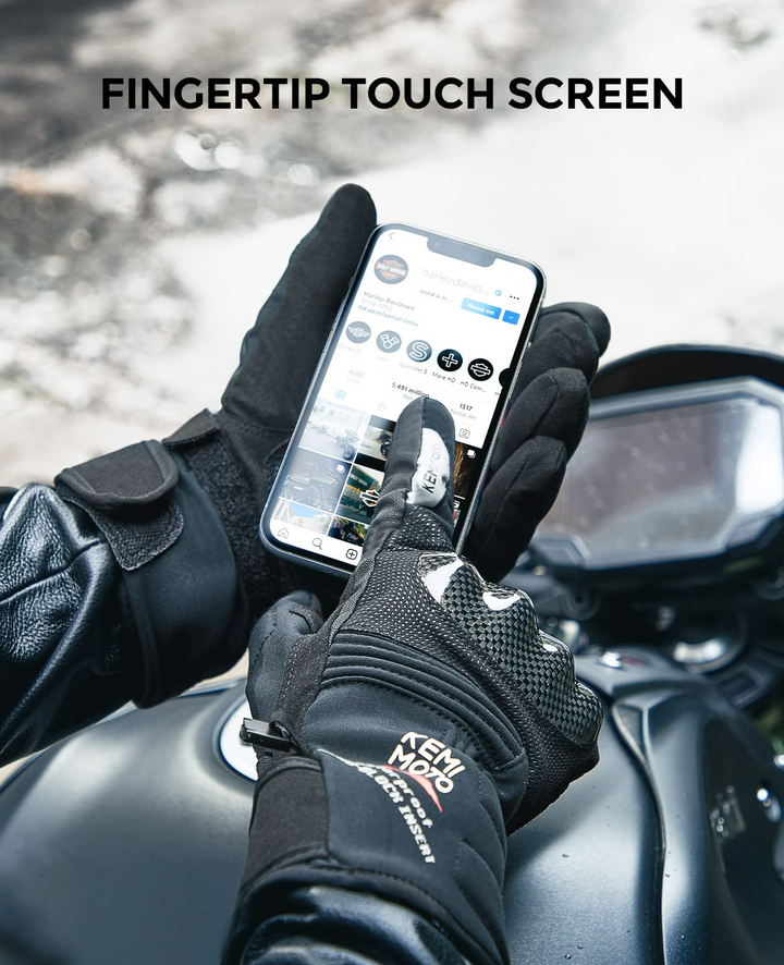Motorcycle Carbon Fiber Winter Gloves - Kemimoto