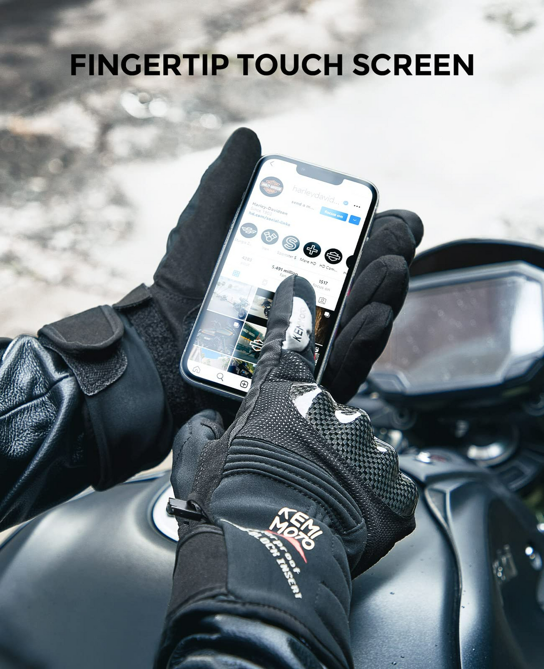 Winter Warm Motorcycle Gloves Waterproof Gloves Carbon Fiber Windproof  Leather Guantes Moto Invierno Reflective Touch Operation