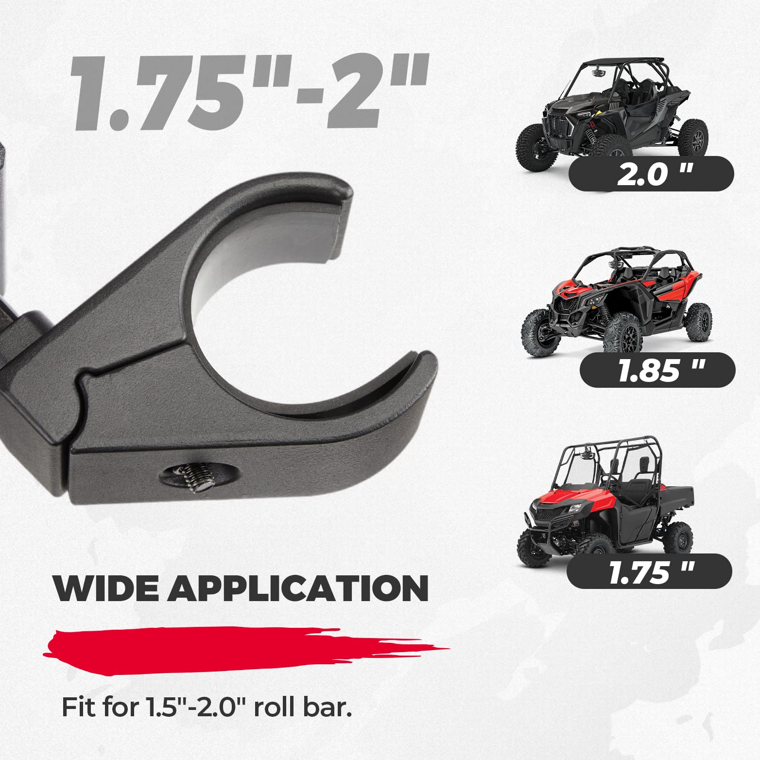 UTV Aluminum Center Rear View Mirror With LED Lights Fits 1.75