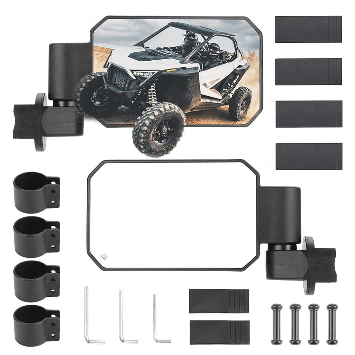UTV Side Mirrors with 1.6" to 2" Roll Bar Cage, Adjustable&Breakaway Mirrors - Kemimoto