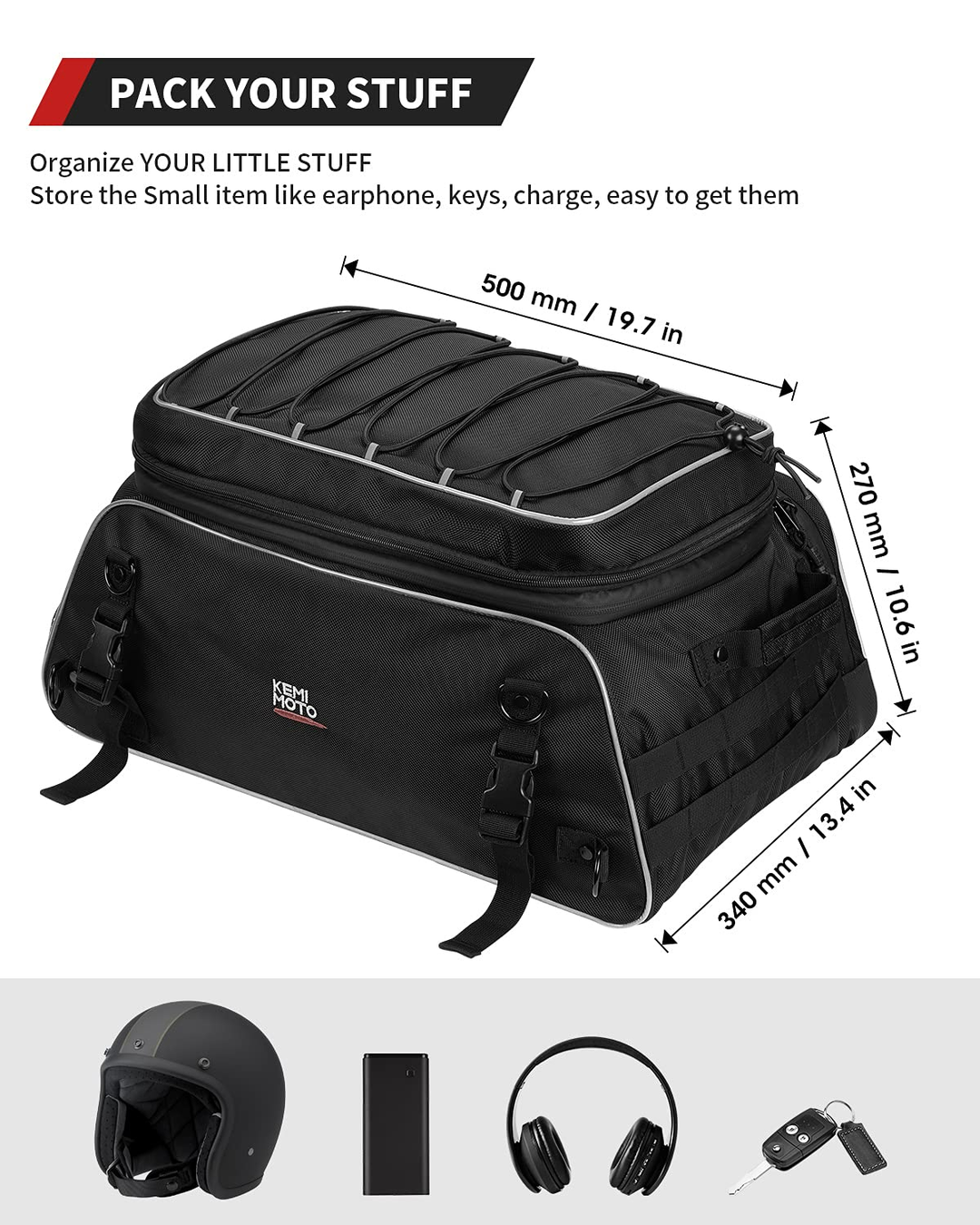 Motorcycle Travel Luggage Rack Trunk Bag - Kemimoto