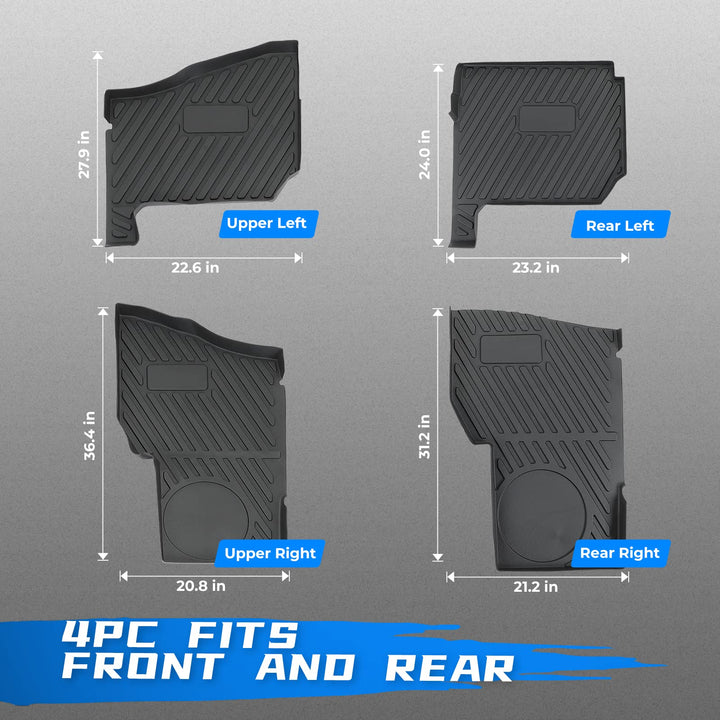 Floor Mats Fit Polaris Ranger Crew XP 1000 (2019-2023) - Kemimoto