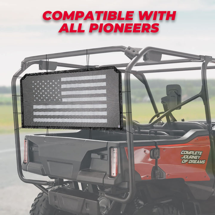 Soft Rear Window Net with Old Glory Flag Print Accessories Fit Pioneer 1000 700 500 - Kemimoto