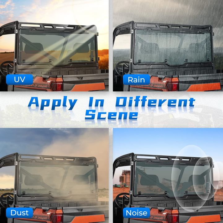 Polaris Ranger Rear Windshield Window Tint(Fit Roof) - Kemimoto