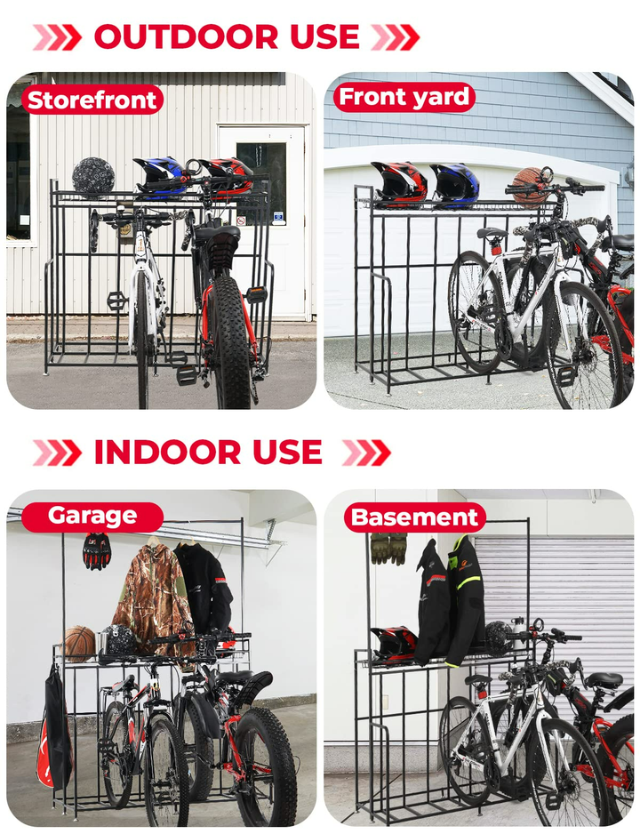 Multi-functional Width Adjustable 4 Bike Stand Storage Rack - Kemimoto