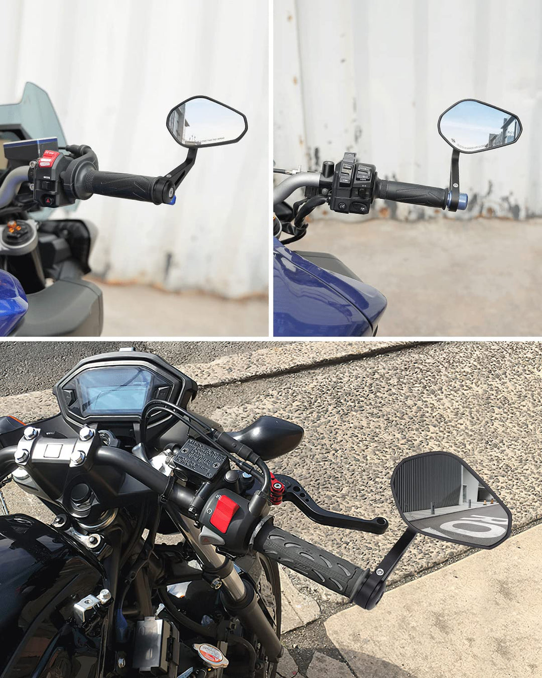 Motorcycle 360 Degrees Ball-Type Adjustment Handlebar Mirrors - Kemimoto