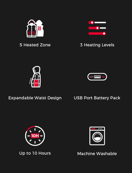 Main features of Kemimoto heated vest