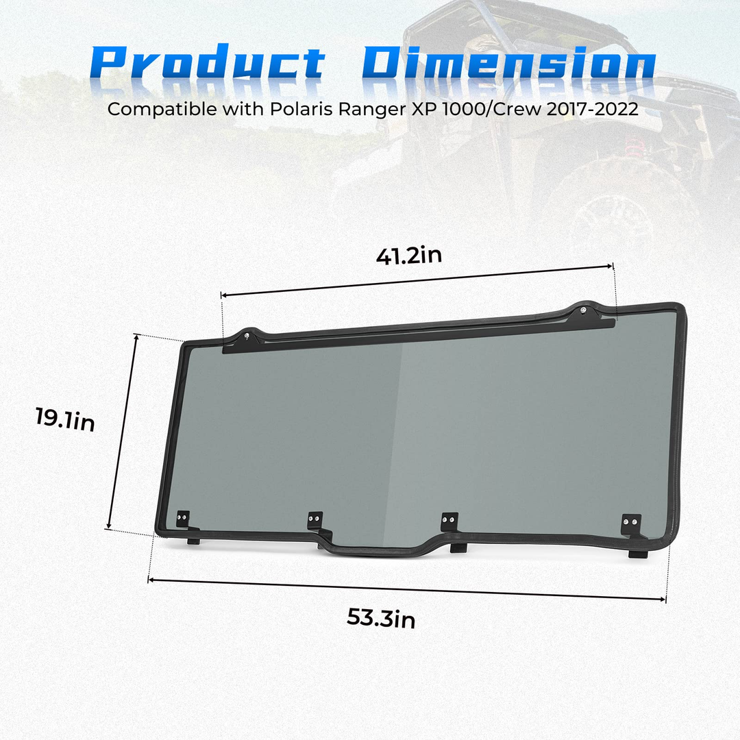 Polaris Ranger Rear Windshield Window Tint(Fit Roof) - Kemimoto