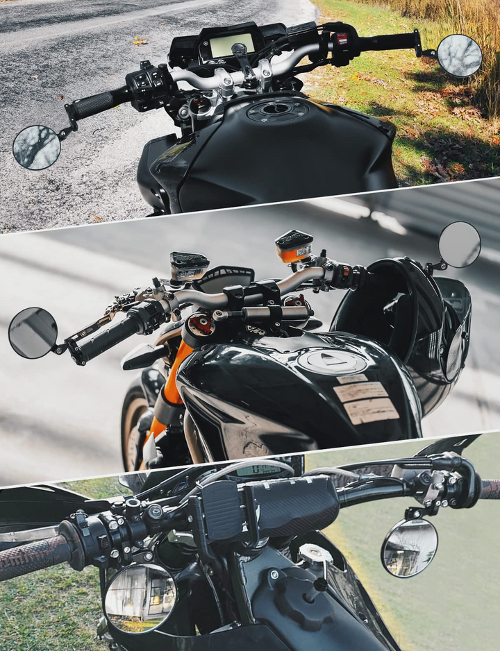 Universal Motorcycle Mirror, 360° Rotatable Handlebar Compatible with 13-21 mm Handlebar Inner Diameter - Kemimoto