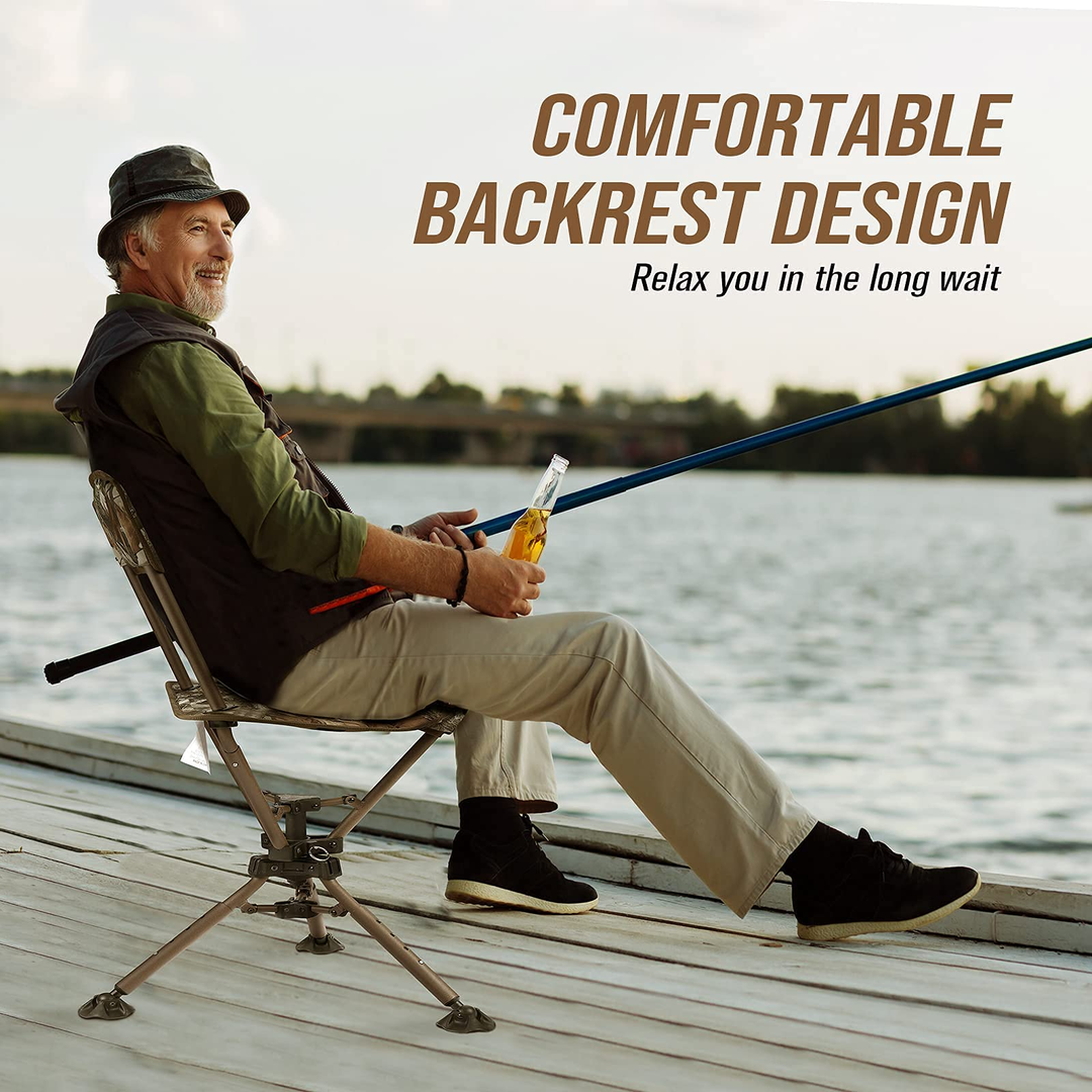 Fishing Chair with Backrest Rod Holder Folding Fishing Deck Chair Fisherman