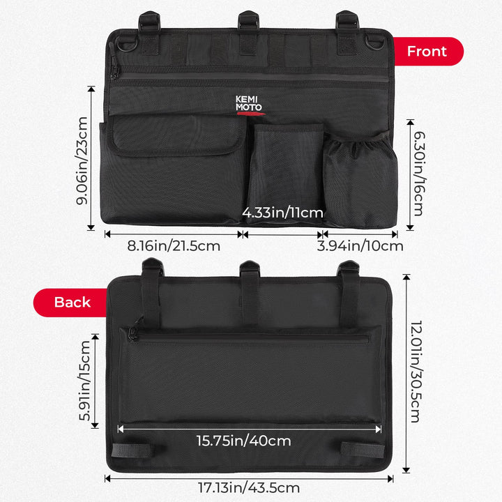Armrest Side Bag Portable Fit Club Car, EZGO, Drive, ICON, Black - Kemimoto