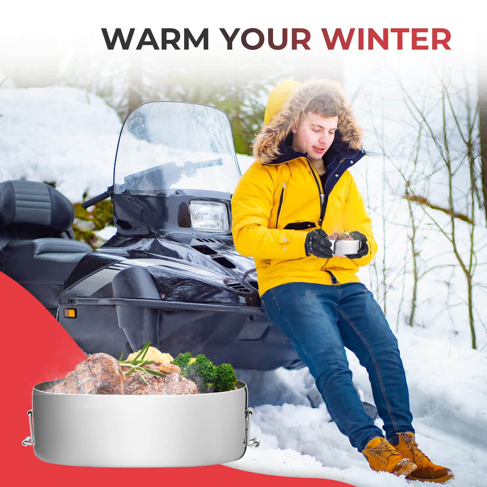 Snowmobile Food Warmer Stainless Muffler Exhaust Cooker Fit Arctic Cat Polaris UTV ATV Motorcycle - Kemimoto