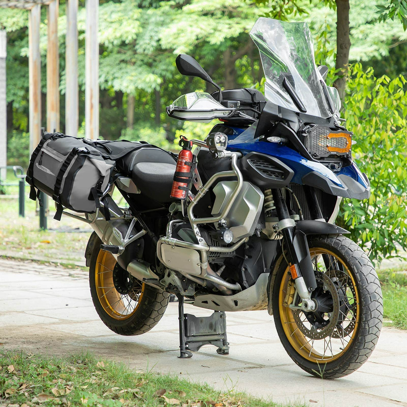 Motorcycle Bag Canvas Saddlebags - Afneembare Motorbike Panniers Khaki