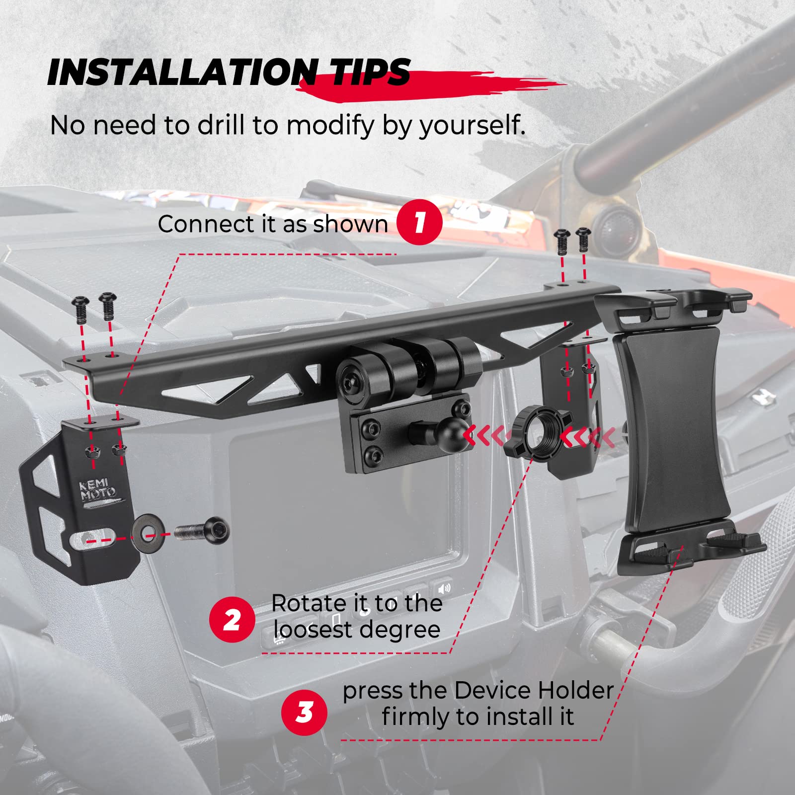 Electronic Device Mounts Fit Polaris RZR Kemimoto