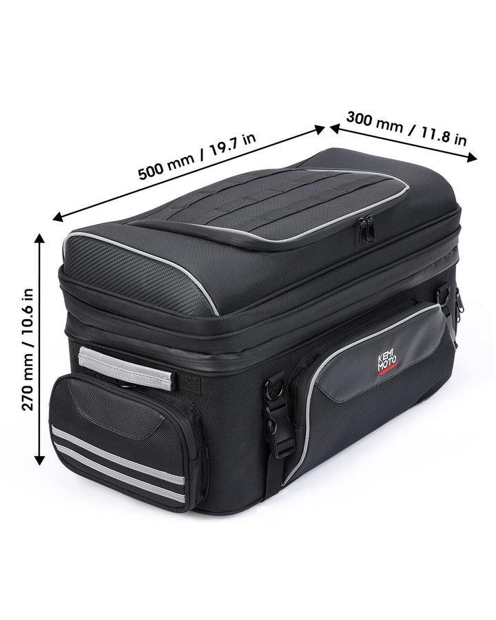 Motorcycle Travel Luggage, Collapsible Trunk Bag with Bar Straps - Kemimoto