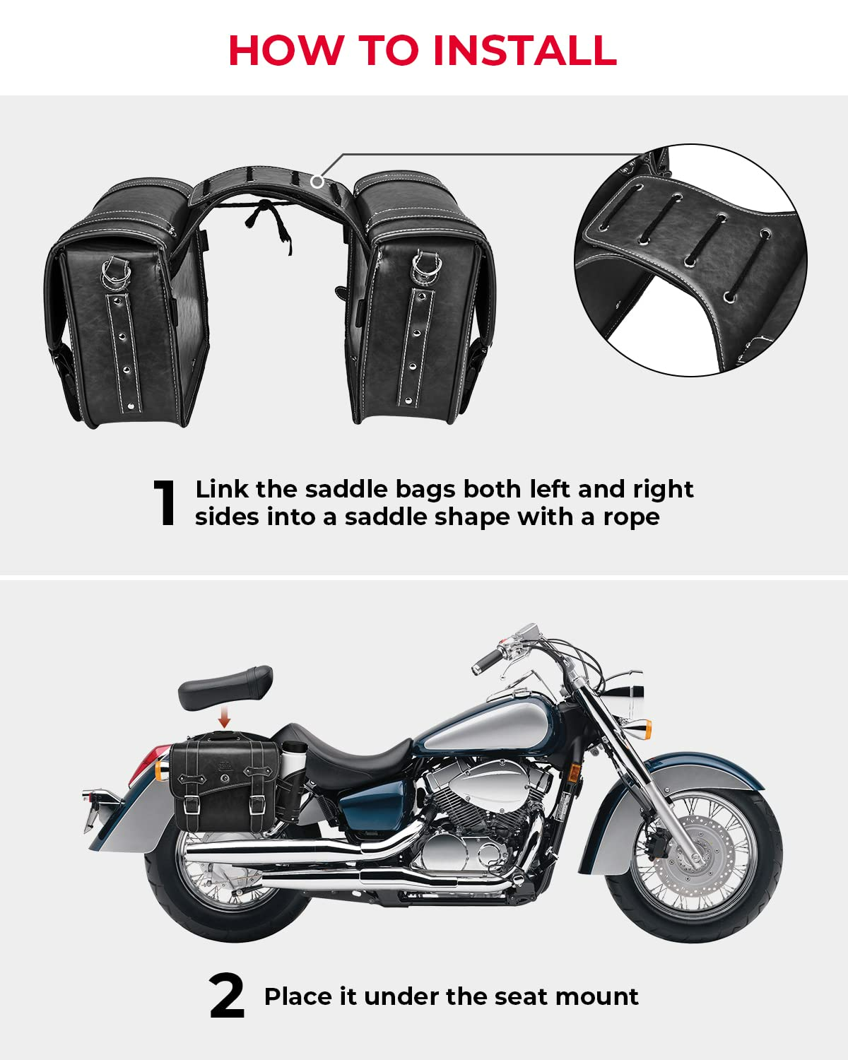 Motorcycle PU Leather Saddlebag With Cup Pocket - Kemimoto