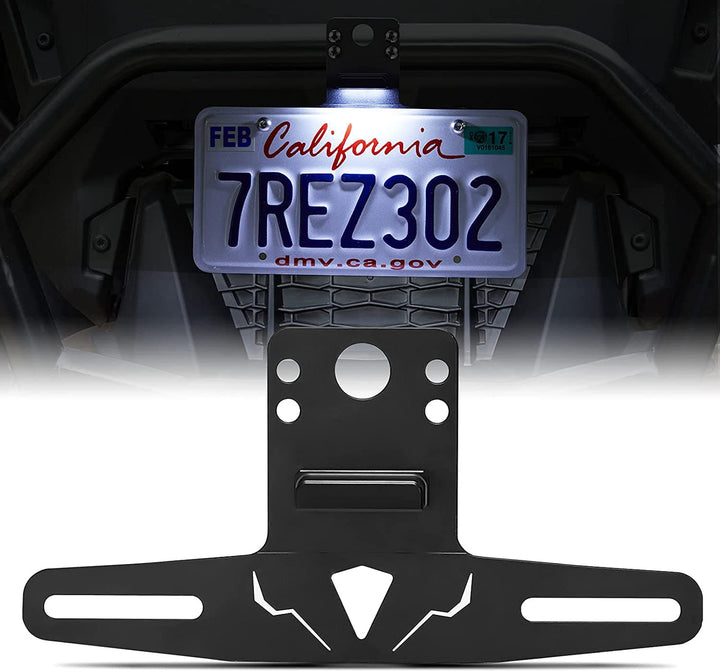 ATV/UTV 12V Universal LED Lighted License Plate Holder for Can Am X3 Polaris RZR - Kemimoto