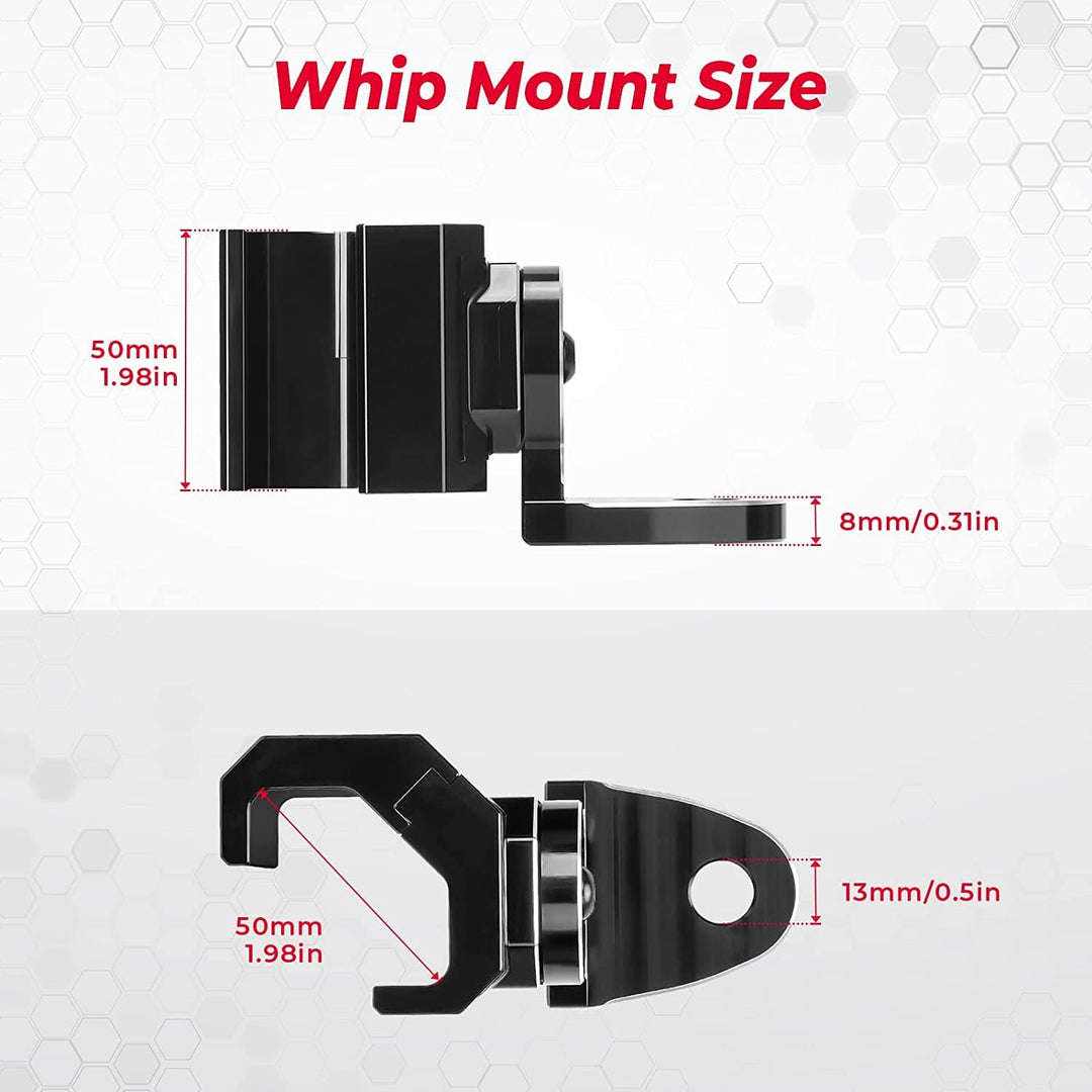 UTV Pro-fit Flag Mount Whip Light Adjustable Whip Mounting Bracket - Kemimoto