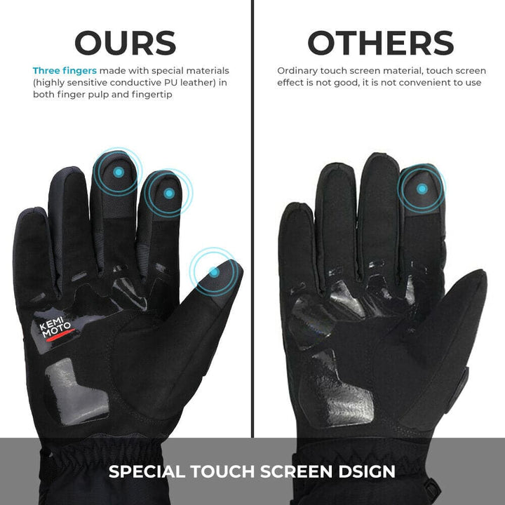 Motorcycle Waterproof Rider Gloves Protective Winter Gloves Touchscreen - KEMIMOTO